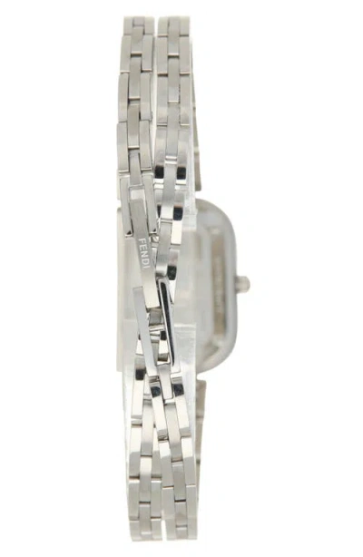 Fendi O'lock Diamond Accent Oval Link Bracelet Watch, 28.3mm X 14.8mm In Metallic