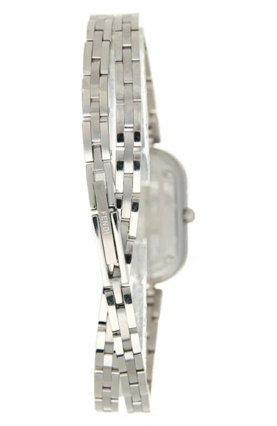 Fendi O'lock Diamond Accent Oval Link Bracelet Watch, 28.3mm X 14.8mm In Metallic