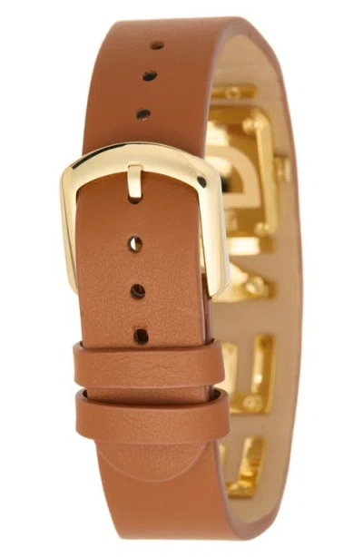 Fendi Graph Leather Strap Watch, 22.25mm X 25mm In Brown