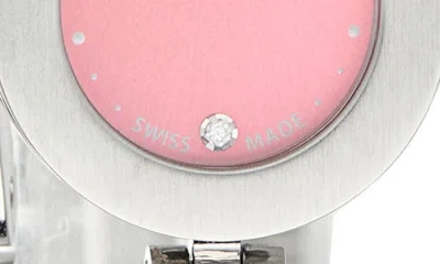 Fendi O'lock Diamond Accent Oval Link Bracelet Watch, 28.3mm X 14.8mm In Metallic