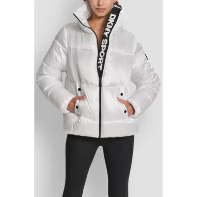 Dkny Oversize Collar Quilted Puffer Jacket In White