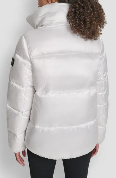 Dkny Oversize Collar Quilted Puffer Jacket In White
