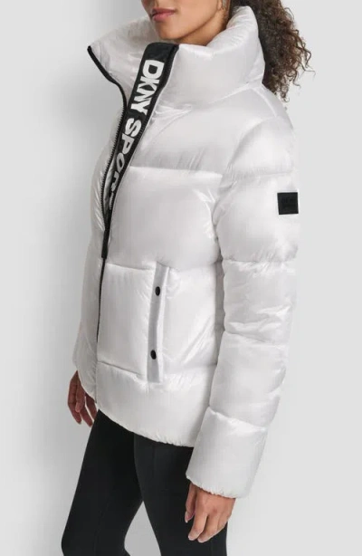 Dkny Oversize Collar Quilted Puffer Jacket In White
