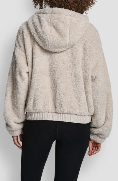 Dkny Faux Shearling & Diamond Quilted Hooded Jacket In Brown