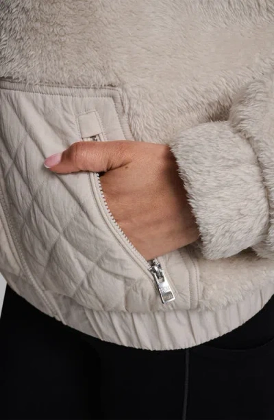 Dkny Faux Shearling & Diamond Quilted Hooded Jacket In Brown