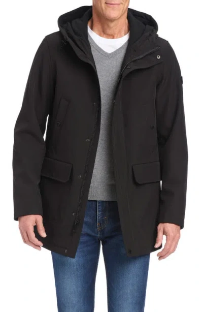 Vince Camuto Insulated Hooded Soft Shell Jacket In Black