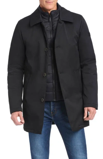 Vince Camuto Rain Tek Coat With Removable Bib In Black