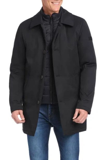 Vince Camuto Rain Tek Coat With Removable Bib In Black