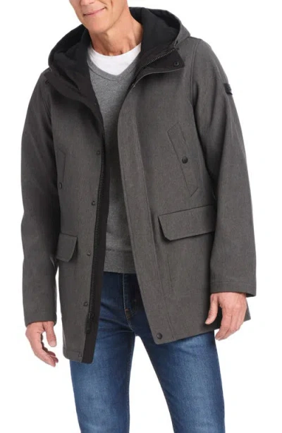 Vince Camuto Insulated Hooded Soft Shell Jacket In Gray