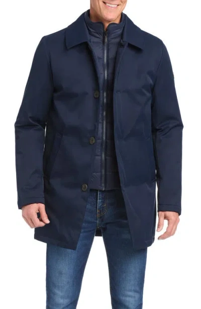 Vince Camuto Rain Tek Coat With Removable Bib In Blue