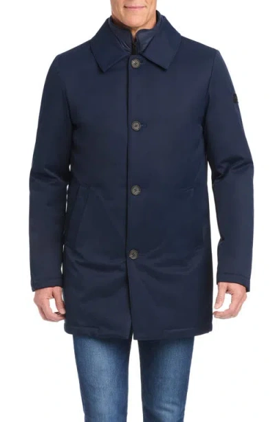 Vince Camuto Rain Tek Coat With Removable Bib In Blue