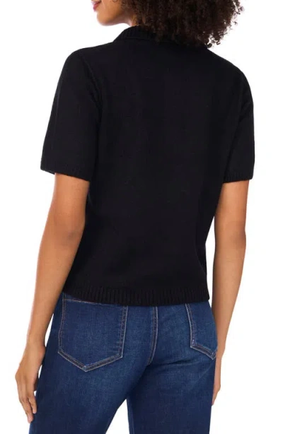 Cece Jewel Button Polo In Black