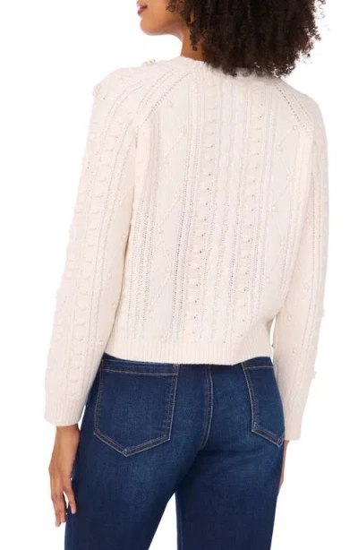 Cece Embellished Cable Stitch Sweater In White