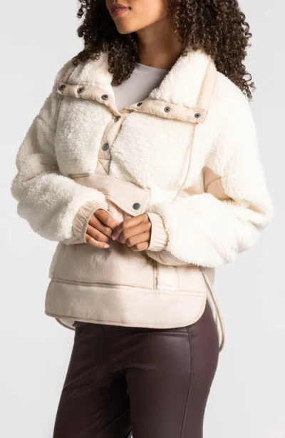 Thread & Supply Aurora Mixed Media Anorak In Neutral