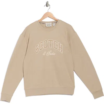 Scotch & Soda Relaxed Fit Graphic Fleece Sweatshirt In Brown