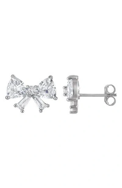 Fzn Cubic Zirconia Bow Stud Earrings In White