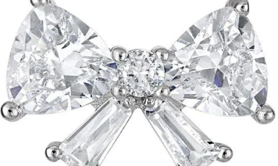 Fzn Cubic Zirconia Bow Stud Earrings In White