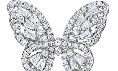 Fzn Cubic Zirconia Butterfly Stud Earrings In White