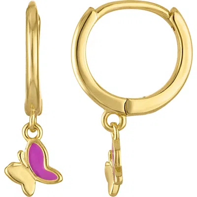 Fzn Kids' Butterfly Hoop Earrings In Gold
