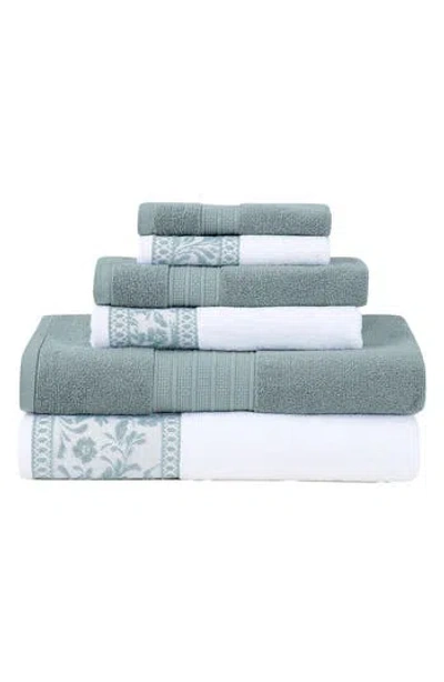 Modern Threads Allie Jacquard Border 6pc Towel Set In Green