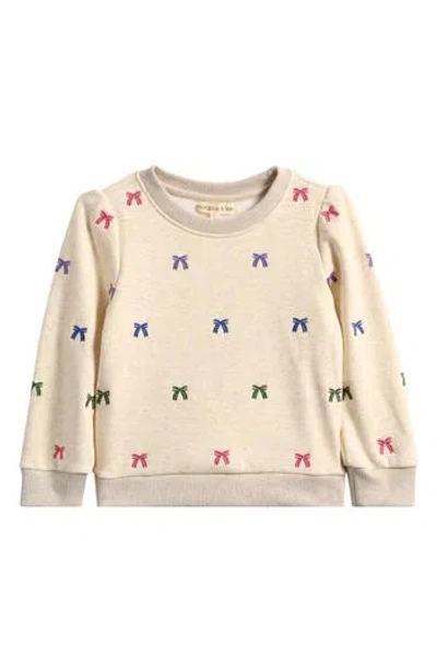Margaux And Lexi Kids' Bow Embroidered Sweatshirt In Neutral