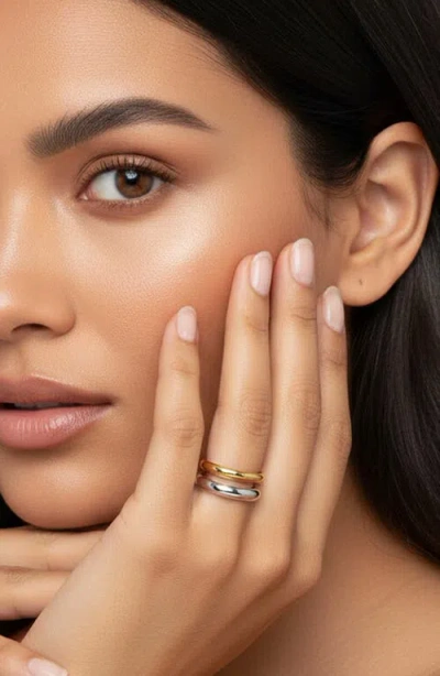 Gabi Rielle Two-tone Adjustable Parallel Band Ring In Metallic