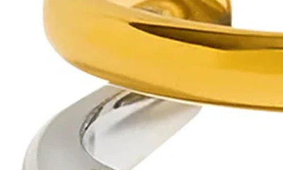 Gabi Rielle Two-tone Adjustable Parallel Band Ring In Metallic