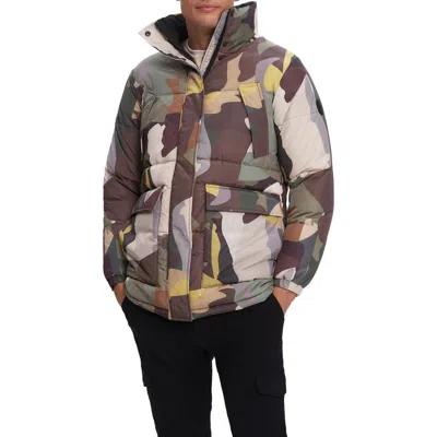 Noize Tamar Camo Print Puffer Jacket In Multi