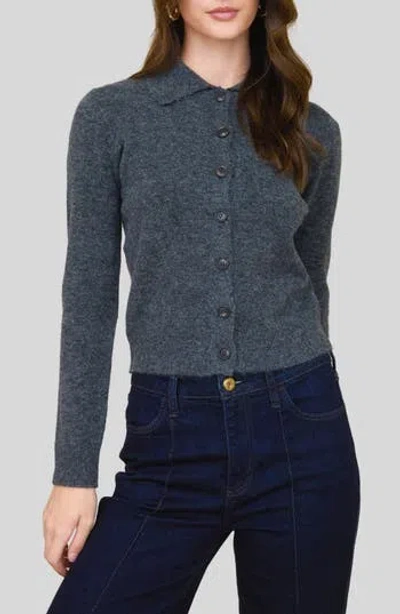 Blu Pepper Collared Crop Cardigan In Gray