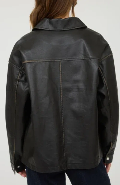 Blu Pepper Oversize Faux Leather Jacket In Black