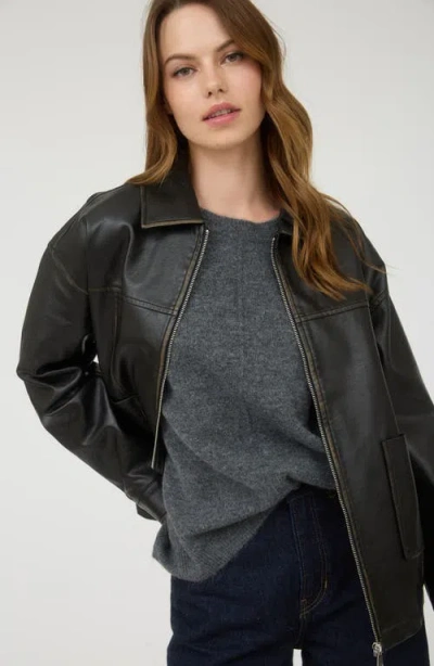 Blu Pepper Oversize Faux Leather Jacket In Black