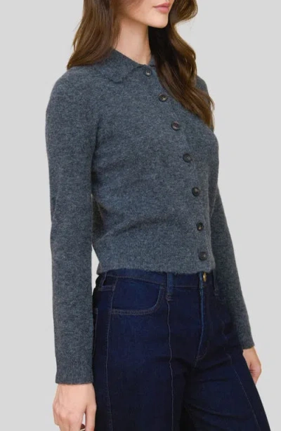 Blu Pepper Collared Crop Cardigan In Gray