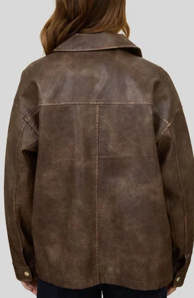Blu Pepper Oversize Faux Leather Jacket In Brown