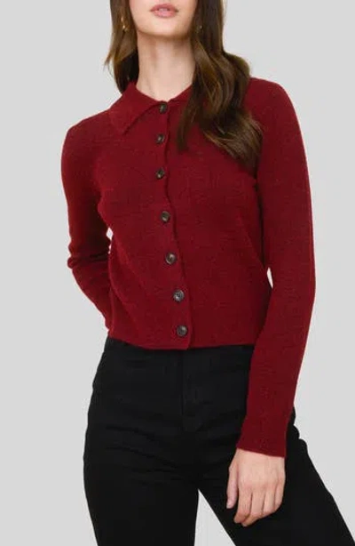 Blu Pepper Collared Crop Cardigan In Red