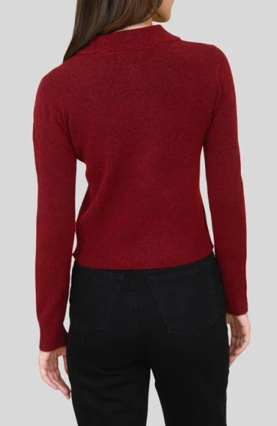 Blu Pepper Collared Crop Cardigan In Red