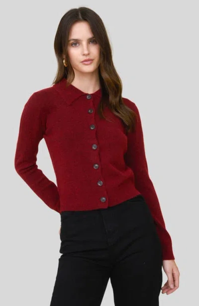 Blu Pepper Collared Crop Cardigan In Red