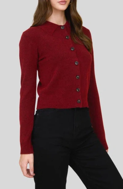 Blu Pepper Collared Crop Cardigan In Red