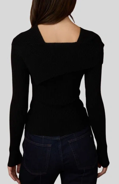 Blu Pepper Asymmetric Long Sleeve Ribbed Sweater In Black