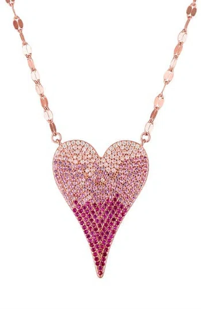 Fzn Pavé Cubic Zirconia Heart Pendant Necklace In Multi