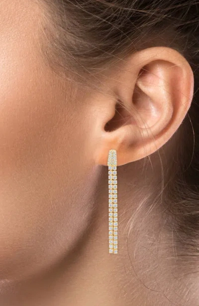 Cz By Kenneth Jay Lane Cubic Zirconia Double Strand Linear Drop Earrings In Gold