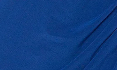 Marina Crystal Embellished Long Sleeve Faux Wrap Gown In Blue