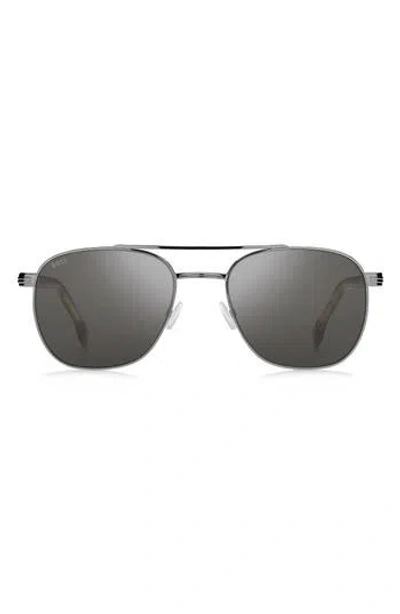Hugo Boss Boss 56mm Rectangular Aviator Sunglasses In Gray