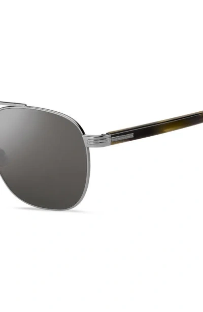 Hugo Boss Boss 56mm Rectangular Aviator Sunglasses In Gray