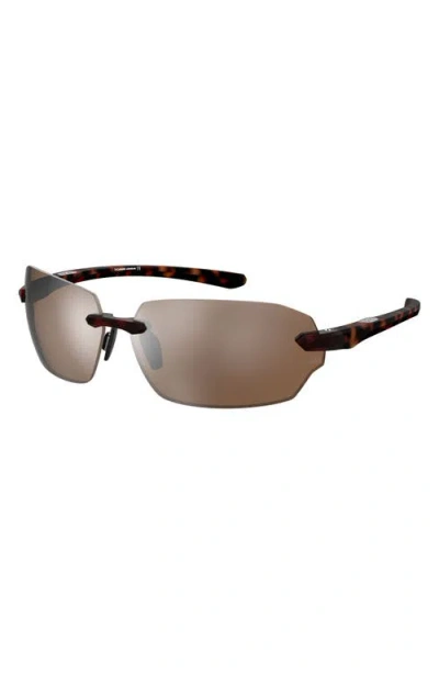 Under Armour 71mm Rectangular Wraparound Sunglasses In Brown