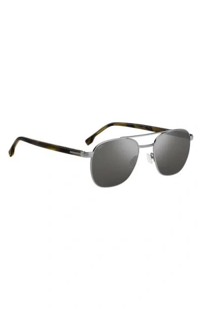 Hugo Boss Boss 56mm Rectangular Aviator Sunglasses In Gray