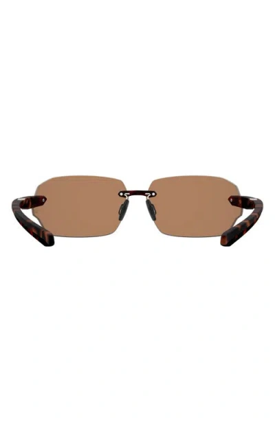 Under Armour 71mm Rectangular Wraparound Sunglasses In Brown