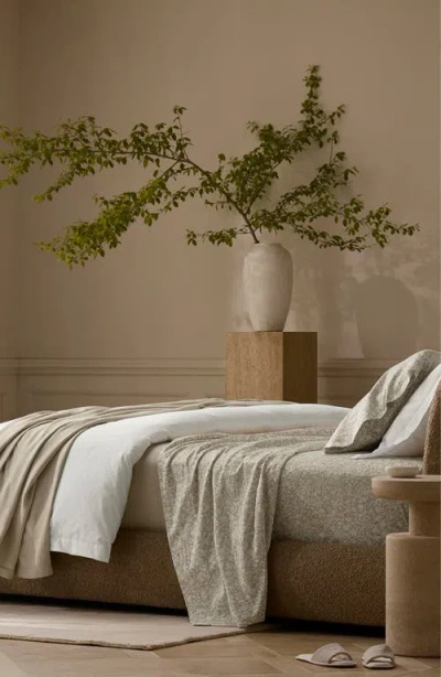 Boll & Branch Signature Garden Print Hemmed Organic Cotton Sheet Set In Brown