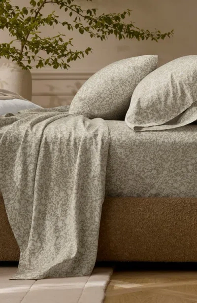 Boll & Branch Signature Garden Print Hemmed Organic Cotton Sheet Set In Brown