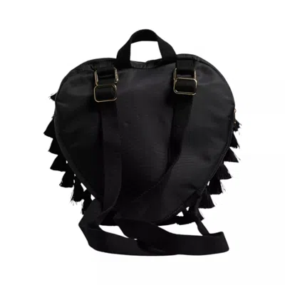 Pre-owned Dolce & Gabbana Black Heart L'amore Patch Embellished Kids Women's Backpack ()