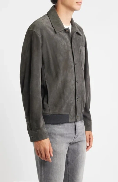 Frame Suede Bomber Jacket In Gray